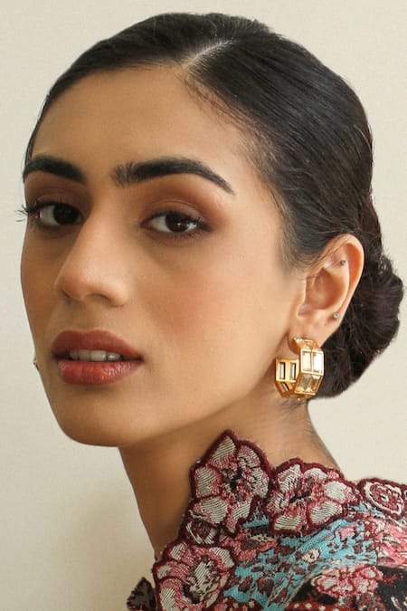 Bblingg_Gold Plated Crystals Chandelier Hoop Earrings _at_Aza_Fashions