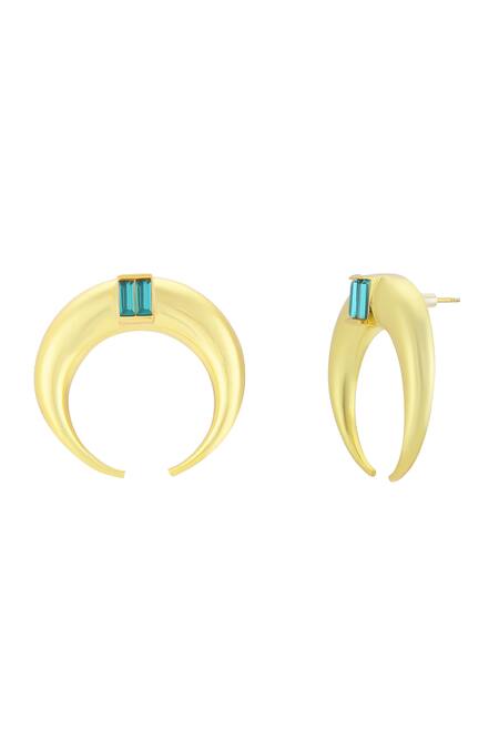 Bblingg_Gold Plated Crystals Copa Hoops With Baguette _Online_at_Aza_Fashions