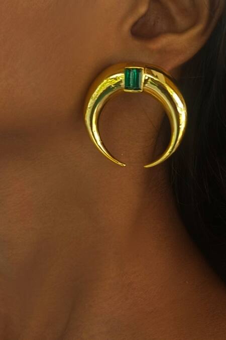 Buy_Bblingg_Gold Plated Crystals Copa Hoops With Baguette _Online_at_Aza_Fashions