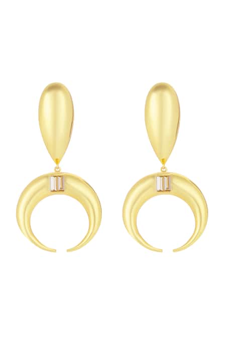 Bblingg Copa Drop Gold Baguette Crystal Earrings 