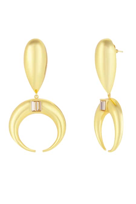 Bblingg_Gold Plated Crystals Copa Drop Baguette Earrings _Online_at_Aza_Fashions