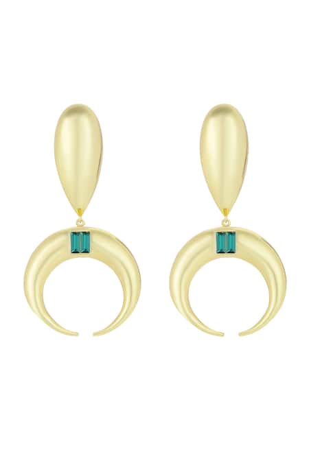 Bblingg Copa Drop Gold Metal Baguette Crystal Earrings 