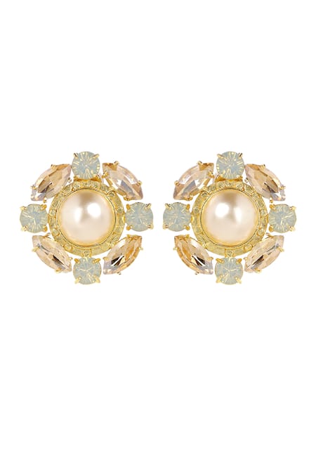 Bblingg Sangria Pearl & Crystal Stud Earrings 