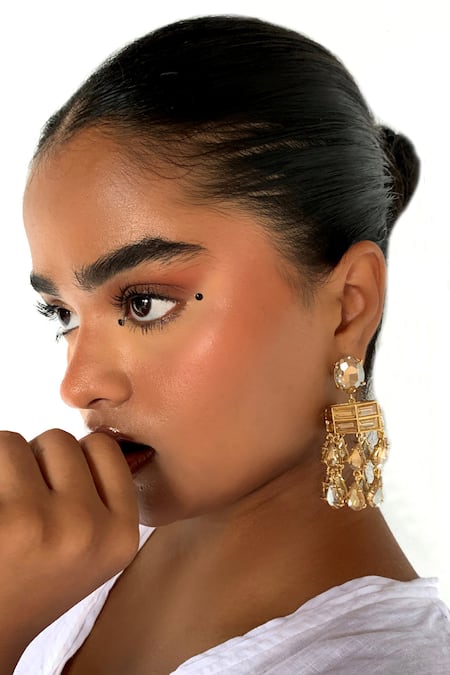 Buy_Bblingg_Gold Plated Crystals Baguette And Earrings _Online_at_Aza_Fashions