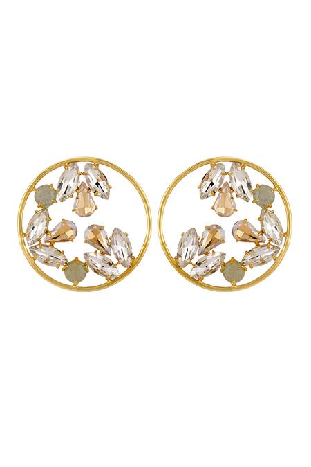 Bblingg_Gold Plated Crystals Sameera Multi-jewelled Hoop Earrings _Online_at_Aza_Fashions