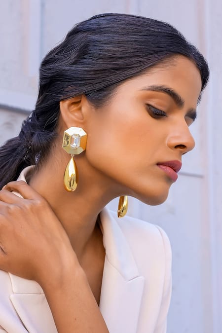 Bblingg Tiraa Drop Swarovski Crystal & Gold Drop Danglers 