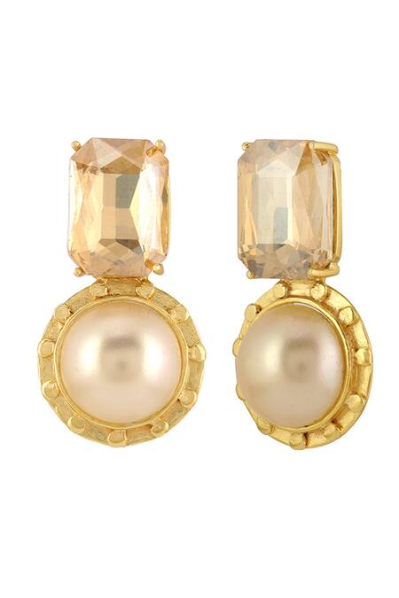 Bblingg_Gold Plated Crystals, Pearls Tel Mini And Textured Studs _Online_at_Aza_Fashions