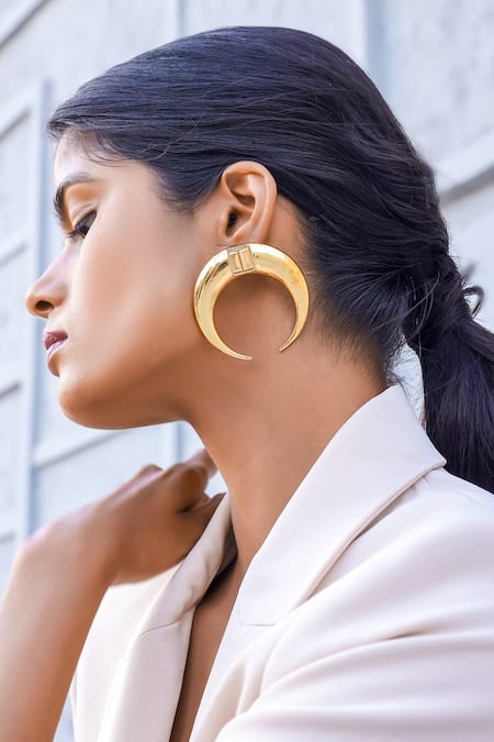 Bblingg Copa Moon Crescent Shaped Cubic Zirconia Crystal Earring 