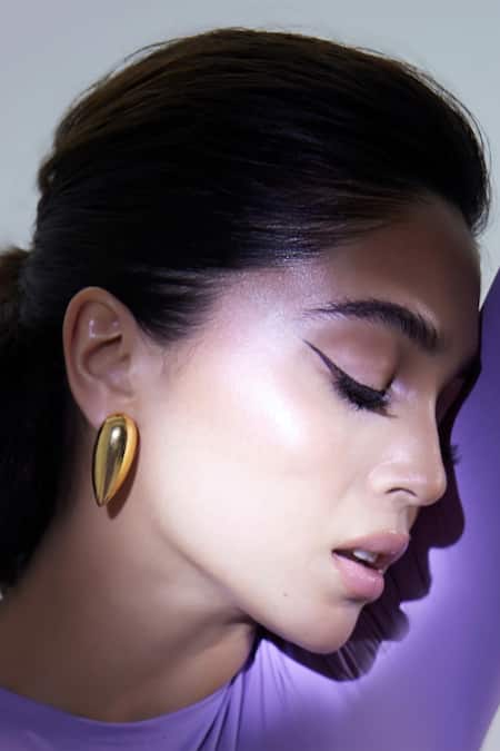 Buy_Bblingg_Gold Plated Amore High Gloss Shape Stud Earrings _Online_at_Aza_Fashions