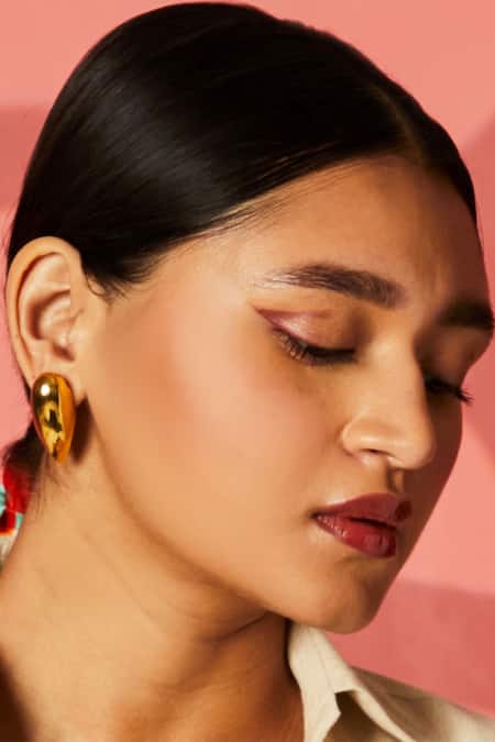 Shop_Bblingg_Gold Plated Amore High Gloss Shape Stud Earrings _Online_at_Aza_Fashions