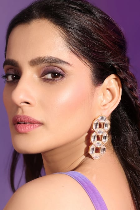 Bblingg_Gold Plated Crystals Cavana Swarovski Stud Earrings _Online_at_Aza_Fashions