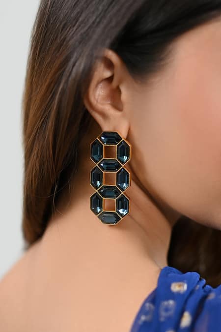 Bblingg Cavana Statement Geometric Swarovski Crystal Stud Earrings 