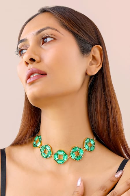 Bblingg Cavana Geometric Crystal Choker With Adjustable Chain 