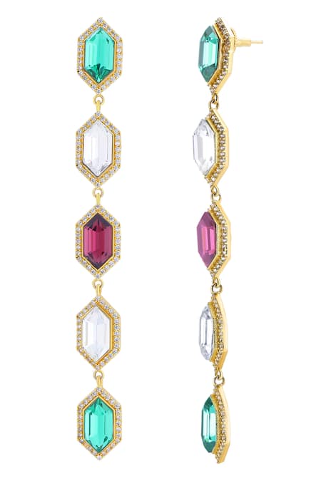 Bblingg_Multi Color Crystals, Rhinestones Cavi And Cubic Zirconia Danglers _Online_at_Aza_Fashions
