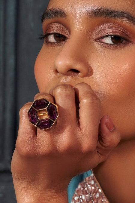 Bblingg Gold Plated Crystals Cavana Octagonal Ring 