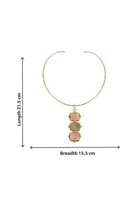 Buy Queens Jewels Gold Plated Trio Semi Precious Stone Hasli Necklace Online at Aza Fashions Buy_Queens Jewels_Gold Plated Trio Semi Precious Stone Hasli Necklace _Online_at_Aza_Fashions