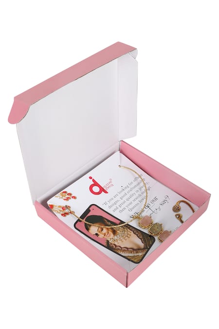 Queens Jewels Gold Plated Trio Semi Precious Stone Hasli Necklace at Aza Fashions Queens Jewels_Gold Plated Trio Semi Precious Stone Hasli Necklace _at_Aza_Fashions