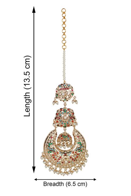 Queens Jewels_Multi Color Gemstones, Pearls Navratan Jhumka Chaandbali Earrings _Online_at_Aza_Fashions