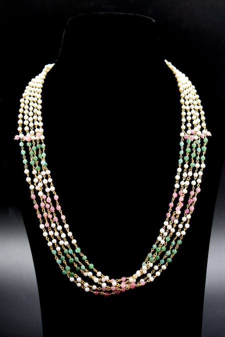 Queens Jewels Multi Layered Designer Pearl String Necklace 
