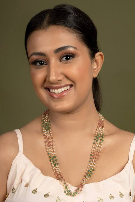 Buy_Queens Jewels_Multi Color Layered Designer Pearl String Necklace _Online_at_Aza_Fashions