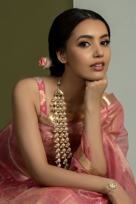 Shop Queens Jewels White Pearl Multilayer Jadau Necklace at Aza Fashions Shop_Queens Jewels_White Pearl Multilayer Jadau Necklace _at_Aza_Fashions