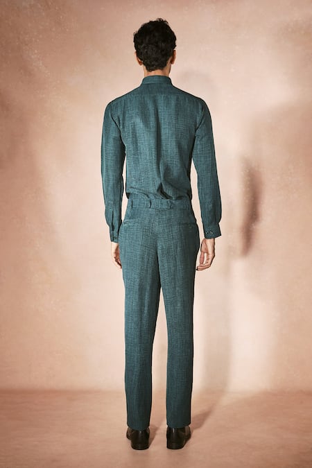 Nirmooha Teal Precision Shirt With Pant 