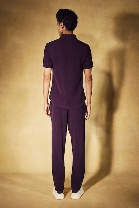 Nirmooha Plum Authority Shirt With Pant 