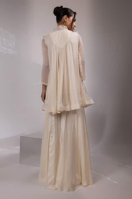 Yoseba Ivory Sheer Tunic With Sharara 