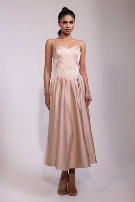 Buy Yoseba Blush Satin Sweetheart Neck Corset Dress Online at Aza Fashions Buy_Yoseba_Blush Satin Sweetheart Neck Corset Dress _Online_at_Aza_Fashions