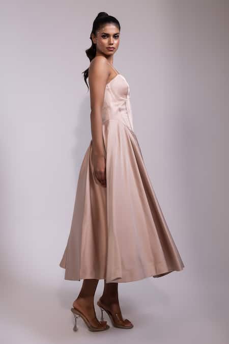 Shop Yoseba Blush Satin Sweetheart Neck Corset Dress Online at Aza Fashions Shop_Yoseba_Blush Satin Sweetheart Neck Corset Dress _Online_at_Aza_Fashions