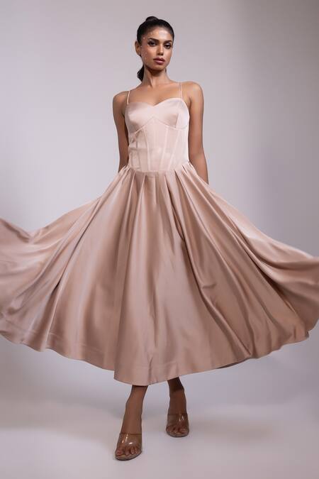 Buy Yoseba Blush Satin Sweetheart Neck Corset Dress Buy_Yoseba_Blush Satin Sweetheart Neck Corset Dress