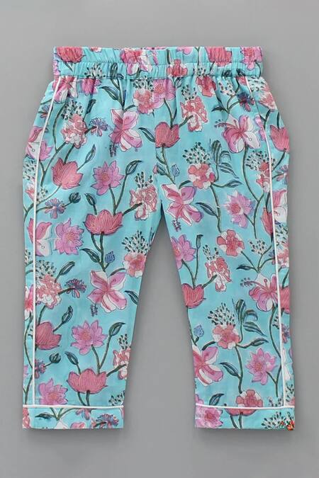 Buy_Plumcheeks_Blue Cotton Printed Shirt And Pyjama Set _Online_at_Aza_Fashions