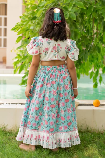 Plumcheeks Printed Blouse & Skirt Set 