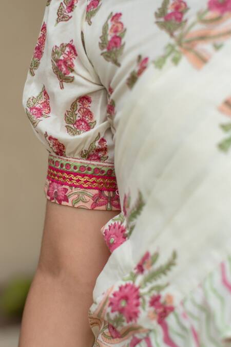 Plumcheeks Off White Cotton Embroidery, Tassels, Manika Printed Lehenga Saree With Blouse Online at Aza Fashions Plumcheeks_Off White Cotton Embroidery, Tassels, Manika Printed Lehenga Saree With Blouse _Online_at_Aza_Fashions