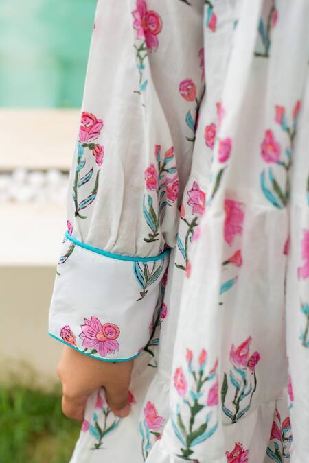 Plumcheeks_White Cotton Lace Daisy Summer Printed Dress _Online_at_Aza_Fashions