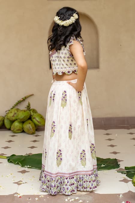 Plumcheeks Jamuni Printed Blouse & Skirt Set 