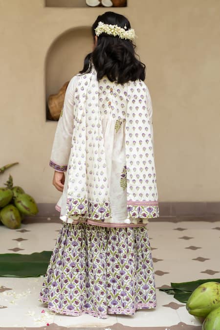 Plumcheeks Jamuni Printed Kurta Sharara Set 