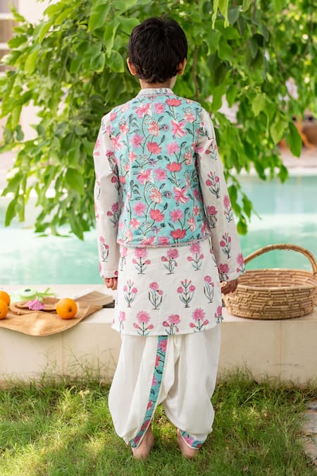 Plumcheeks Printed Bundi & Kurta Set 