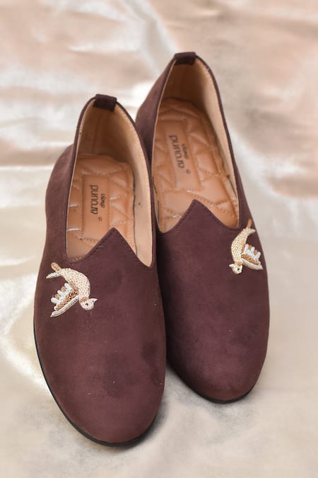 Around Always Brown Adi Bird Embroidered Loafers 