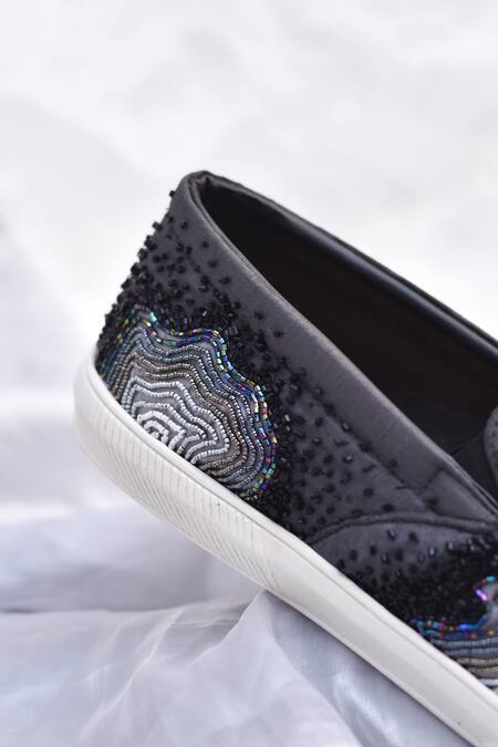 Around Always_Gray Liv Cutdana Embroidered Sneakers _Online_at_Aza_Fashions