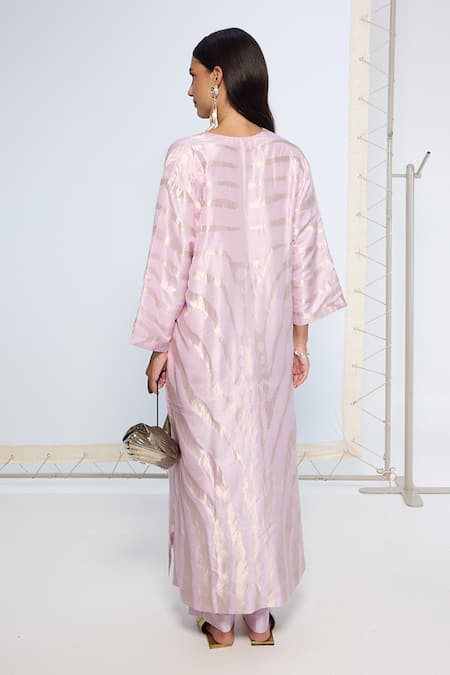 Ekaya Banaras Handwoven Purple Silk Kurta Set 