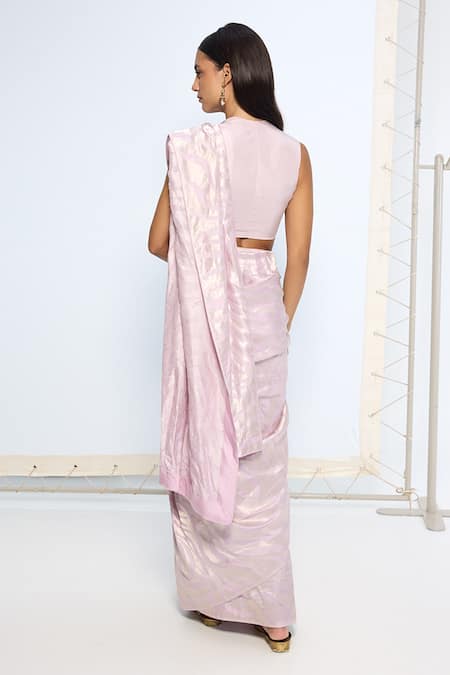 Ekaya Banaras Handwoven Lilac Silk Saree With Running Blouse 
