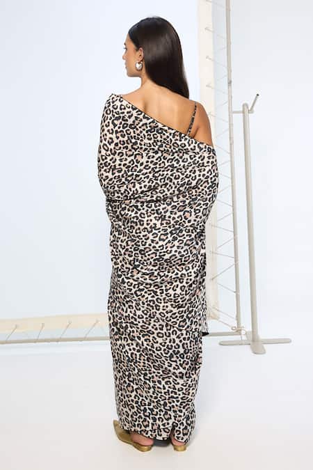 Ekaya Banaras Leopard Print Saree With Running Blouse 