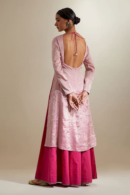 Vinusto Zari Silk Anarkali Sharara Set 