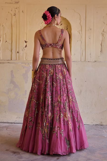 Irrau By Samir Mantri Gulab Floral Print Lehenga Set 