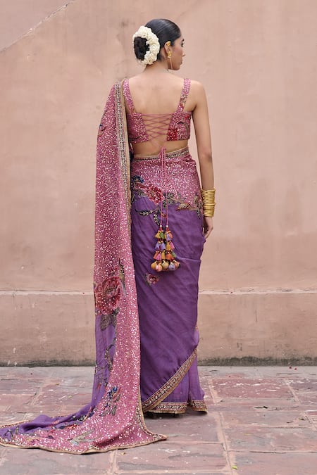 Irrau By Samir Mantri Raatrani Embroidered Saree With Blouse 