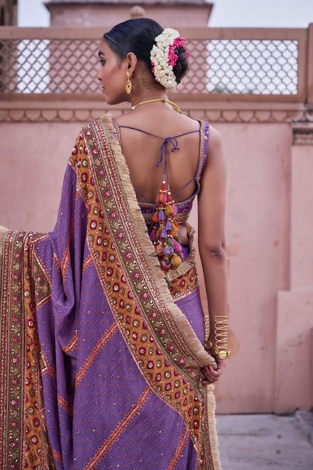 Irrau By Samir Mantri Banafsha Chevron Pattern Saree With Blouse 