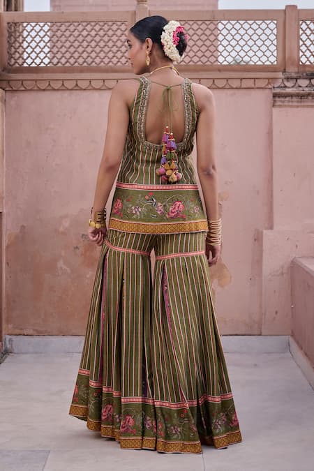 Irrau By Samir Mantri Tulsi Printed Kurta Gharara Set 