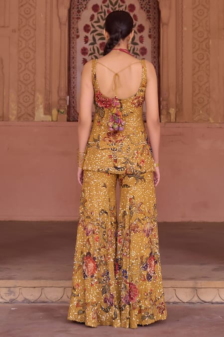 Irrau By Samir Mantri Genda Printed Kurta Gharara Set 