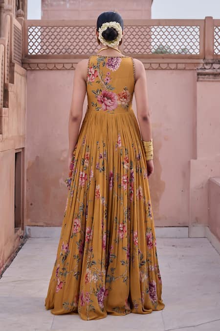 Irrau By Samir Mantri Pankhuri Printed Anarkali With Dupatta 